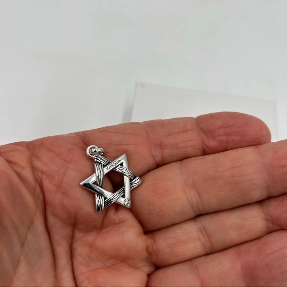 Men’s Effy Star of David Sterling silver pennant only.